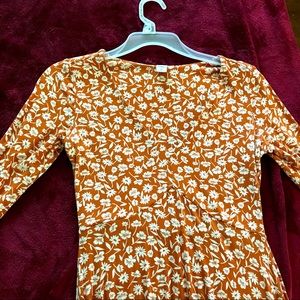 Old navy V neck floral orange long sleeve dress